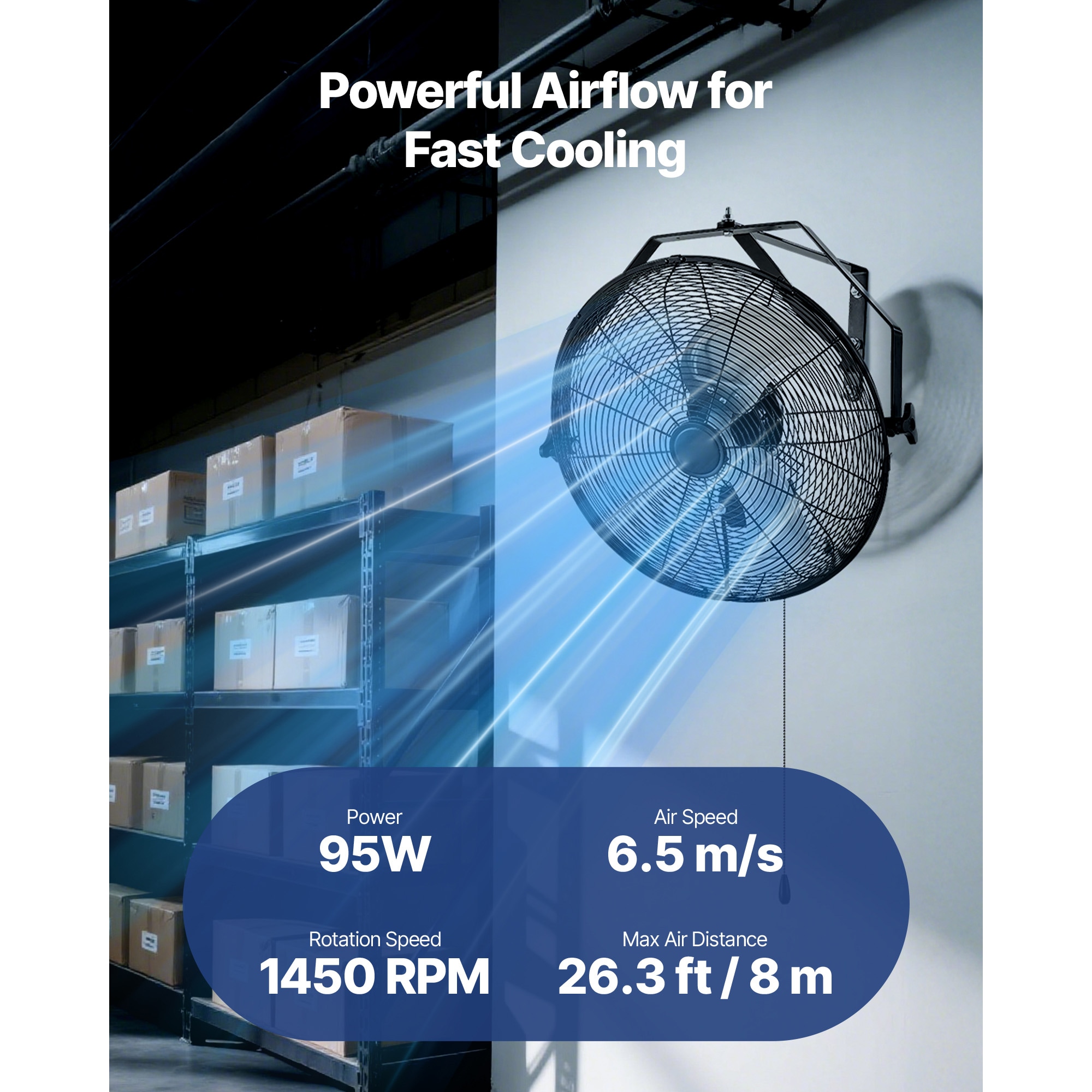 Industrial Wall Mount Fan 3 Speed Powerful Airflow For Workshop_voghion.com